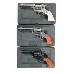 Three Ruger Vaquero Single Action Revolvers with Cases