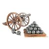 Image 1 : Miniature Cannon with Carriage with a Grouping of Cannonballs