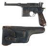 Image 1 : Mauser Rework Broomhandle "Red 9" Semi-Automatic Pistol with Holster