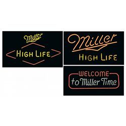 Three Miller Neon Beer Signs