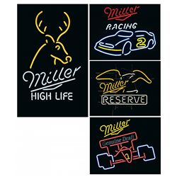 Four Miller Neon Beer Signs