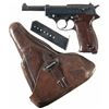 Image 1 : Walther 44 Dated P38 Pistol with lyo Holster and Extra Magazine