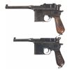 Image 1 : Two Mauser Red Nine Broomhandle Semi-Automatic Pistols