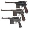 Image 1 : Collector's Lot of Three Mauser Broomhandle Semi-Automatic Pistols