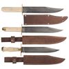 Image 1 : Three Bone Handle Damascus Knives with Sheaths