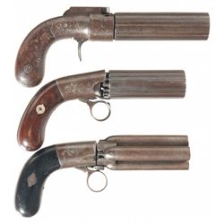 Three Percussion Pepperbox Revolvers