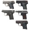 Image 1 : Collector's Lot of Five .25 ACP Semi-Automatic Pocket Pistols