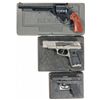 Image 1 : Two Semi-Automatic Pistols and One Single Action Revolver with Cases