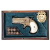 Image 1 : Cased Engraved Gold Remington Type II O/U Derringer with Pearl Grips
