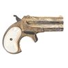 Image 2 : Cased Engraved Gold Remington Type II O/U Derringer with Pearl Grips