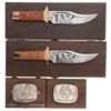 Image 1 : Two Cased Knives and Two Cased Belt Buckles