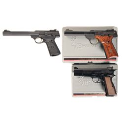 Three Browning Pistols with Cases