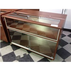 CHERRY GLASS FRONT DISPLAY CASE WITH HUTCH