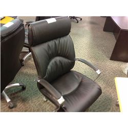 BLACK FULL LEATHER EXECUTIVE HIGHBACK CHAIR