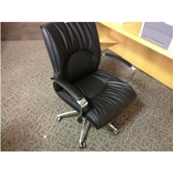 BLACK FULL LEATHER EXECUTIVE MIDBACK CHAIR