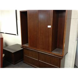 DARK WALNUT CREDENZA, HUTCH & COFFEE TABLE