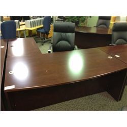 DARK MAHOGANY L-SHAPE EXECUTIVE OFFICE SUITE