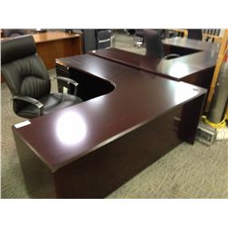 DARK MAHOGANY L-SHAPE EXECUTIVE OFFICE SUITE