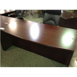 DARK MAHOGANY BOW FRONT DOUBLE PEDESTAL DESK