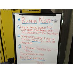 FREE STANDING EASEL & A CORK BOARD & 2 WHITE