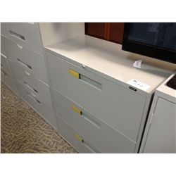 GREY 3 DRAWER LATERAL FILE CABINET
