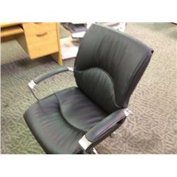 BLACK FULL LEATHER MID BACK EXECUTIVE CHAIR