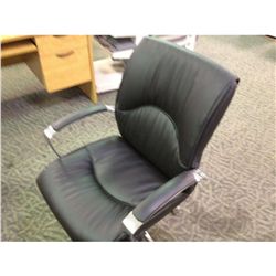 BLACK FULL LEATHER MID BACK EXECUTIVE CHAIR