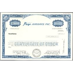 Page Airways Inc. Stock Specimens (3),