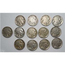 13  1914  Buffalo nickels  one XF