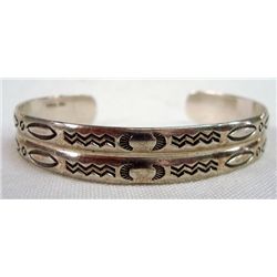 Navajo Sterling Stamped Cuff Bracelet