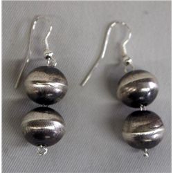 Navajo Sterling Hollow Bead Earrings - V. Tso