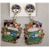 Image 1 : Zuni Sterling Inlay Eagle Dancer Earrings - Signed