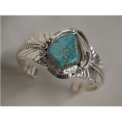 Navajo Sterling Turquoise Bracelet - C. Draper