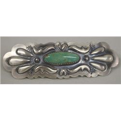 Navajo Sterling Turquoise Barrette - T. Yazzie