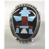 Image 2 : Zuni Overlay Stone to Stone Knifewing Ring - Etsat
