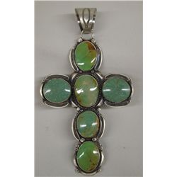 Navajo Sterling Turquoise Cross Pendant - Tom