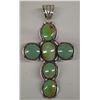 Image 1 : Navajo Sterling Turquoise Cross Pendant - Tom