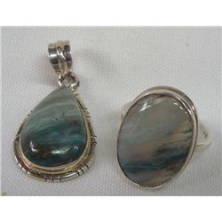 Sterling Silver Peruvian Opal Ring & Pendant