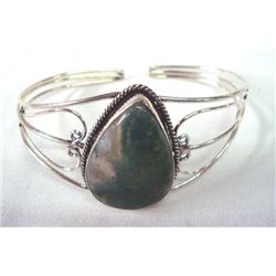 Silver Plate Moss Agate Bracelet