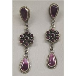 Navajo Sterling Purple Shell Earrings - D. Brown