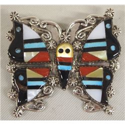 Zuni Sterling Stone-to-Stone Butterfly Pin/Pendant