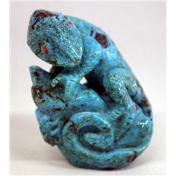 Zuni Turquoise Lizard Fetish - Derrick Kaamasee