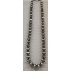 Navajo Sterling Silver Hollow Bead Necklace - Tso