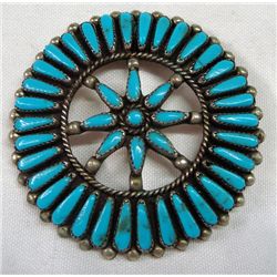 Zuni Turquoise Sterling Silver Petit Point Concho