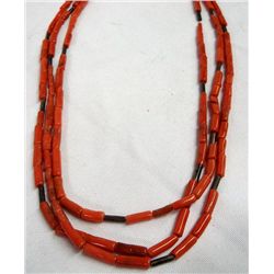 Natural Coral Three Strand Necklace