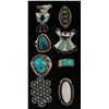 Image 1 : Collection of 8 Navajo and Zuni Rings