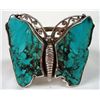Image 1 : Large Navajo Sterling Turquoise Butterfly Bracelet