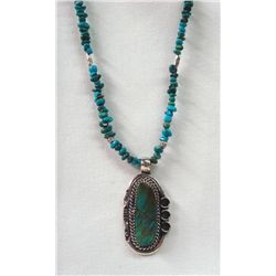 Navajo Sterling Kingman Turquoise Necklace - Johns