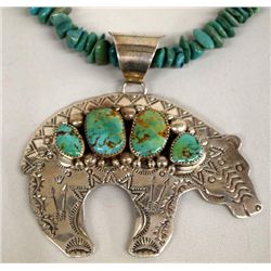 Navajo Sterling Bear Necklace - Albert Ceveland