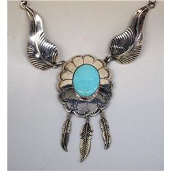 Sterling Turquoise Necklace Hallmark ''K''